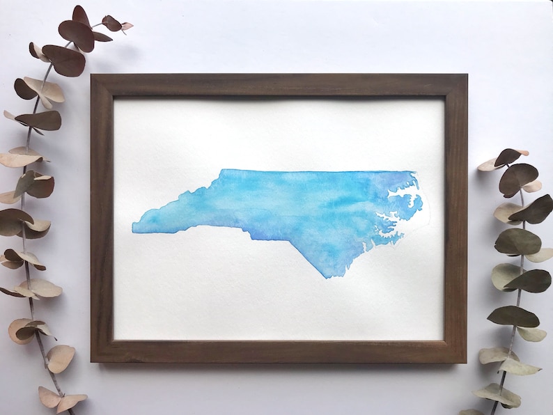 Hand-painted Watercolor State with Optional Hearts Home Decor State Print Personalized Gift Housewarming Gift image 2