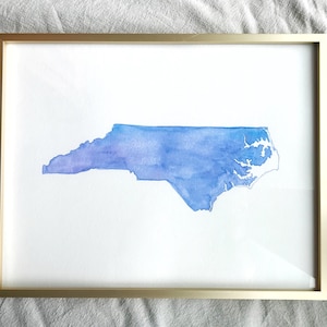 Hand-painted Watercolor State with Optional Hearts Home Decor State Print Personalized Gift Housewarming Gift image 1