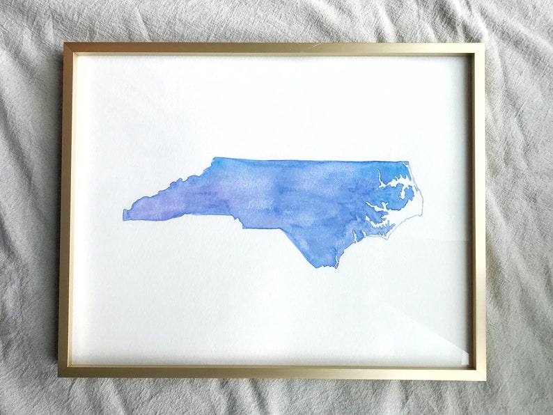 Hand-painted Watercolor State with Optional Hearts Home Decor State Print Personalized Gift Housewarming Gift image 1