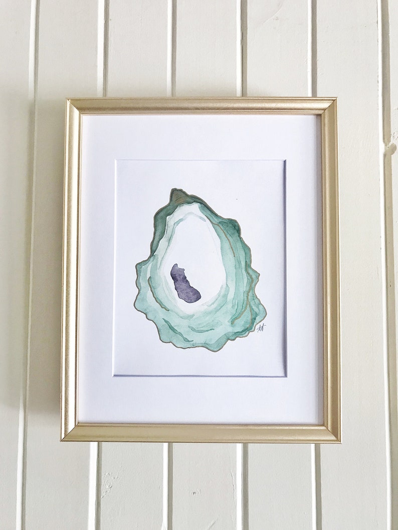 Gilded Oyster Print Watercolor Oyster Coastal Home Decor Oyster Painting Shell Print Coastal Wall Art Beach House Art Ocean image 5