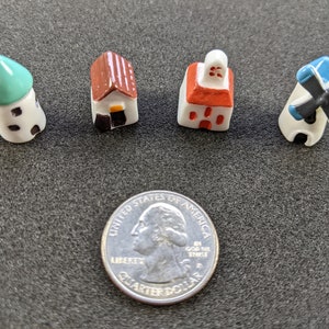 Tiny painted board game buildings