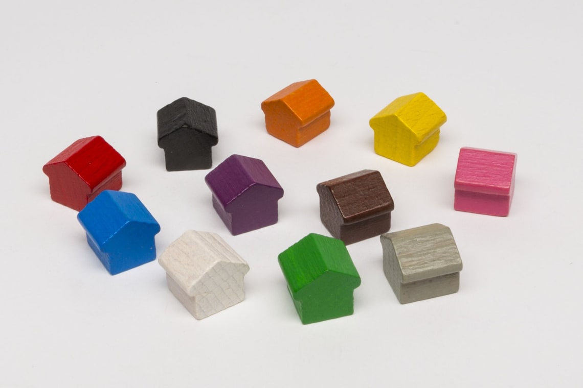 Wooden Monopoly Houses Etsy