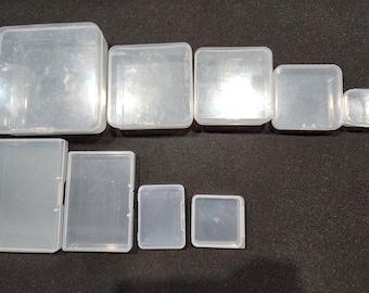 Small latching plastic storage boxes