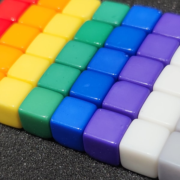 Solid color plastic cubes 8mm | Board Game Pieces