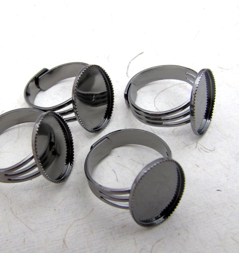 Gunmetal 18x13mm Blank Ring Base Bezel Adjustable