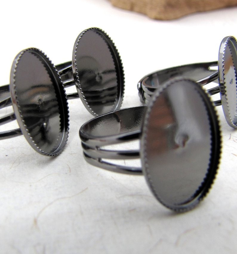 Gunmetal 18x13mm Blank Ring Base Bezel Adjustable
