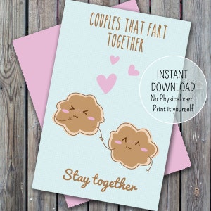 Scoreggia amore carta, cartolina di San Valentino Scarica, felice giorno di San Valentino, cartolina di San Valentino, cartolina di San Valentino divertente, scheda di amore di scoreggia, farting amore coppia