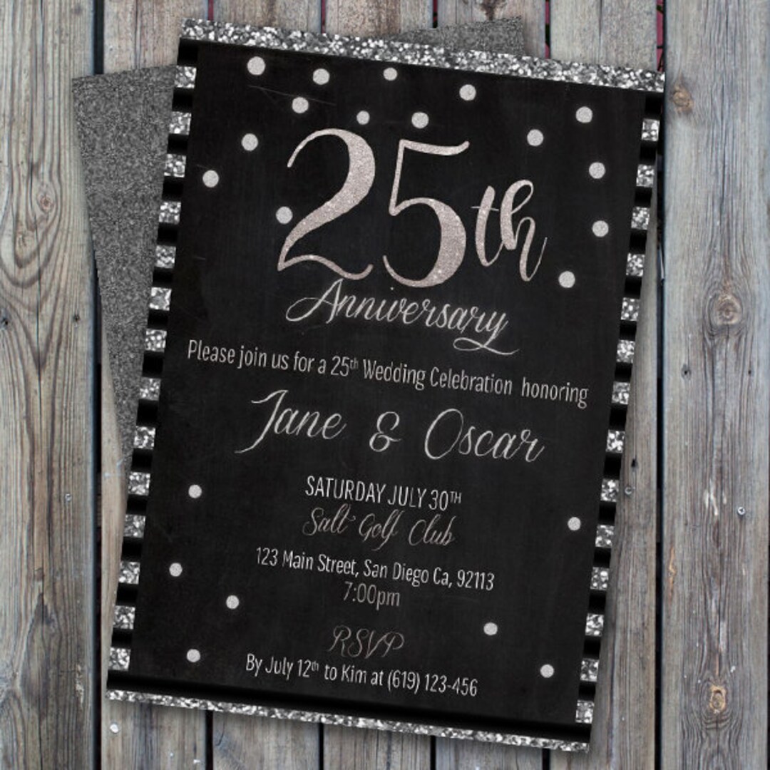 25th anniversary cheap invite card