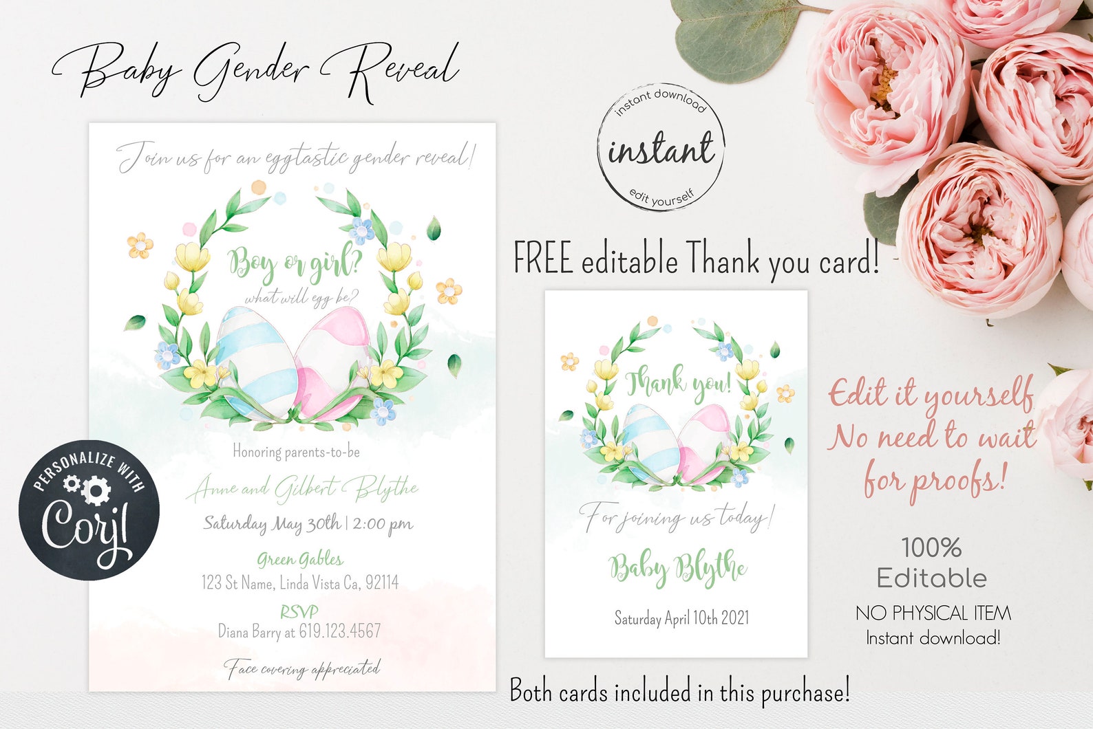 Easter Gender Reveal Invitation Gender Reveal Invite Boy or Etsy