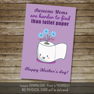 Cartão de feliz dia das mães, download instantâneo de cartão de dia das mães, cartão engraçado de dia das mães, cartão de banheiro, dia das mães, dia das mães