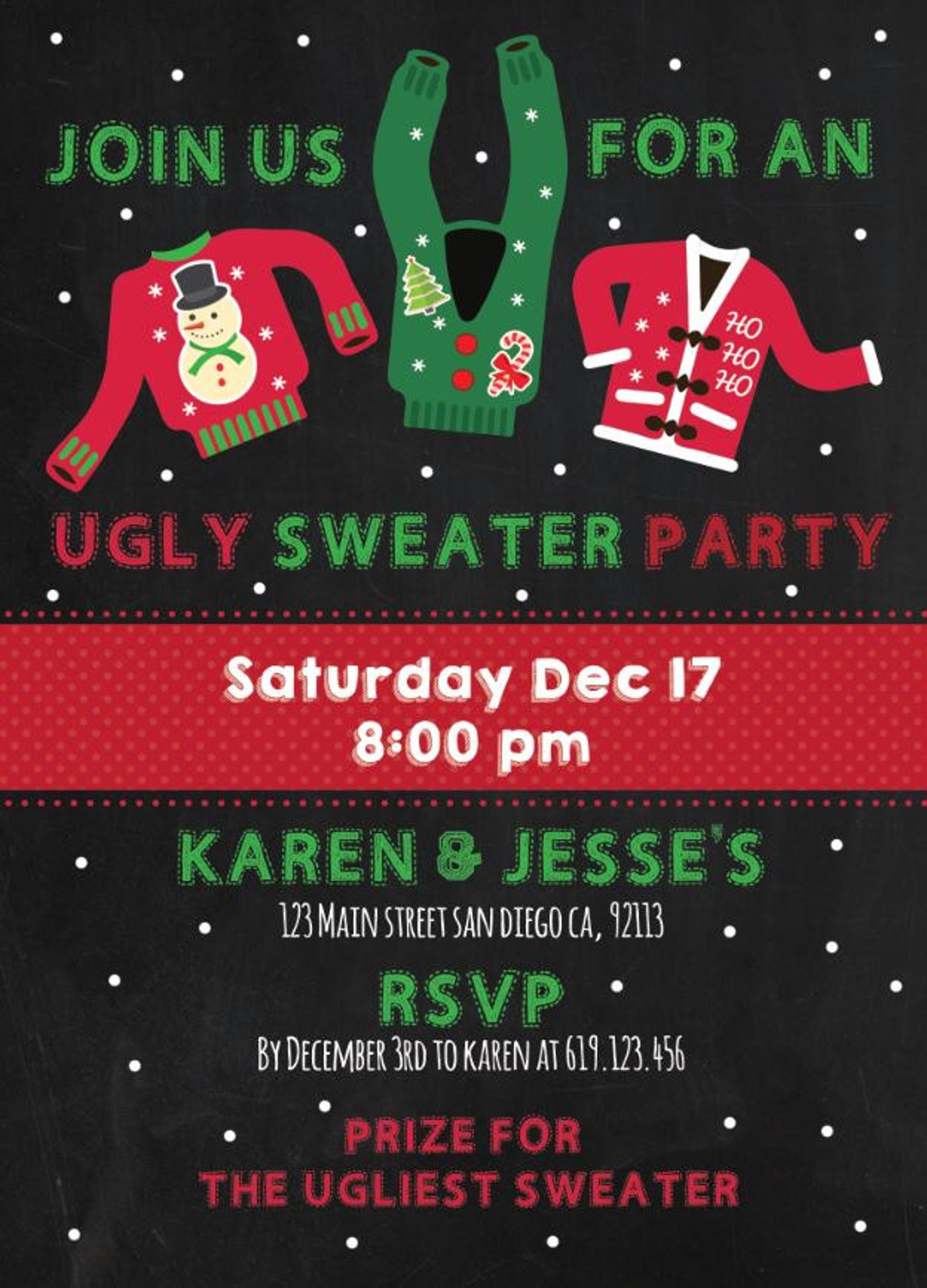 Printable Ugly Sweater Party Invitation Ugly Sweater Fun - Etsy