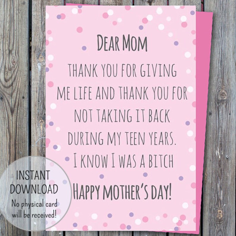 Printable Mother's Day Card Funny Mother's Day Card - Etsy