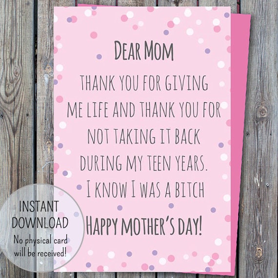 Printable mother's day card funny mother's day card | Etsy