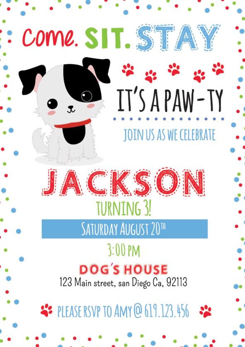 Printable Puppy Birthday Invitation, Birthday Puppy Boy, Any Age ...