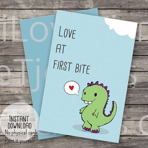 Tarjeta de aniversario imprimible, tarjeta de dinosaurio, tarjeta de amor dino, tarjeta de dinosaurio impresa, tarjeta de aniversario, tarjeta de amor imprimible, tarjeta de San Valentín
