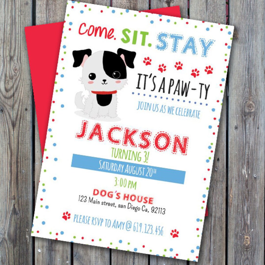 Printable Puppy Birthday Invitation, Birthday Puppy Boy, Any Age ...