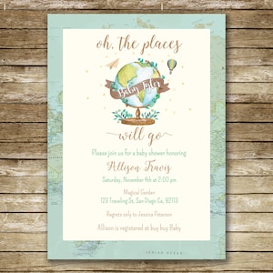 oh the places you'll go baby shower invite, Baby shower, Baby boy shower invite, vintage baby boy, oh the places you'll go, baby boy
