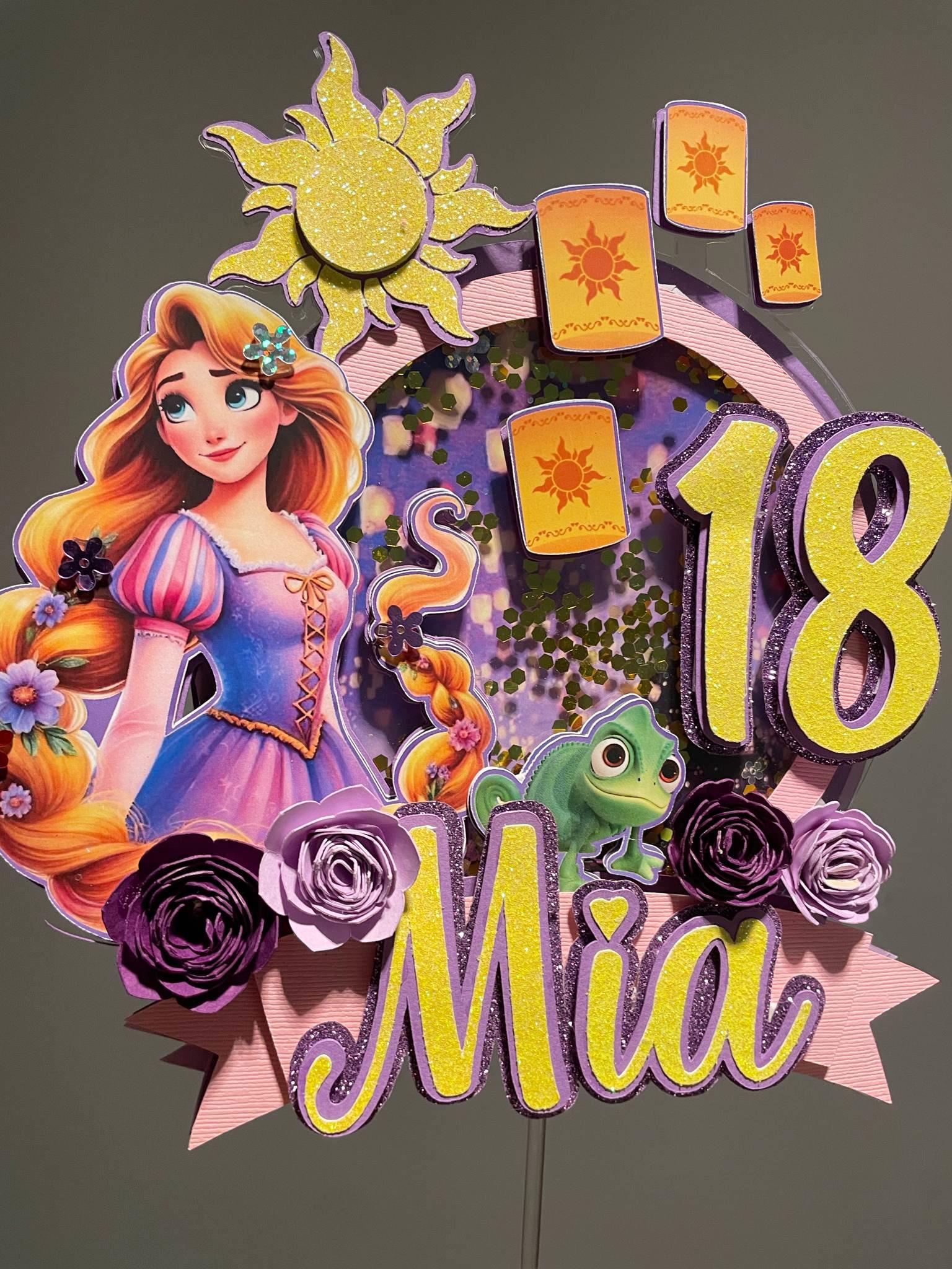 Custom tangled Cake topper, Rapunzel 3d topper, Rapunzel floral cake topper, pascal, shaker