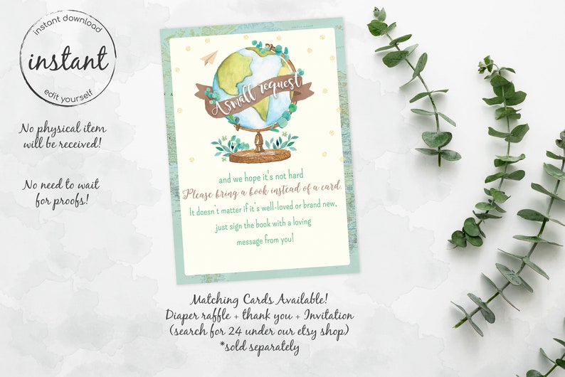 Book Request Baby Shower, Oh the Places You Will Go, Matching Book