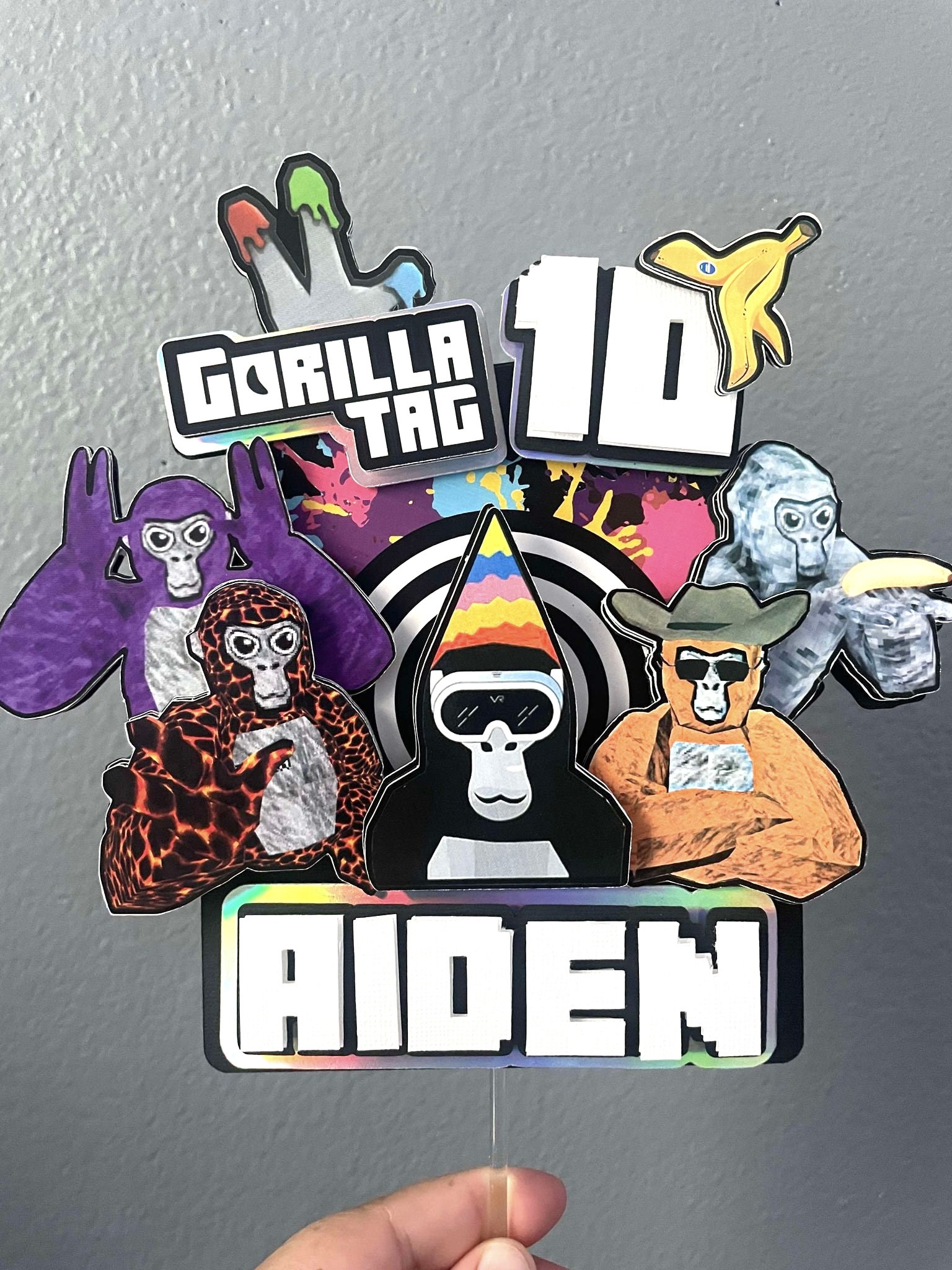Custom Gorilla Tag game Cake topper, gorilla Tag cake 3d topper, Monkey Tag game cake topper, gorilla tag, monkey tag