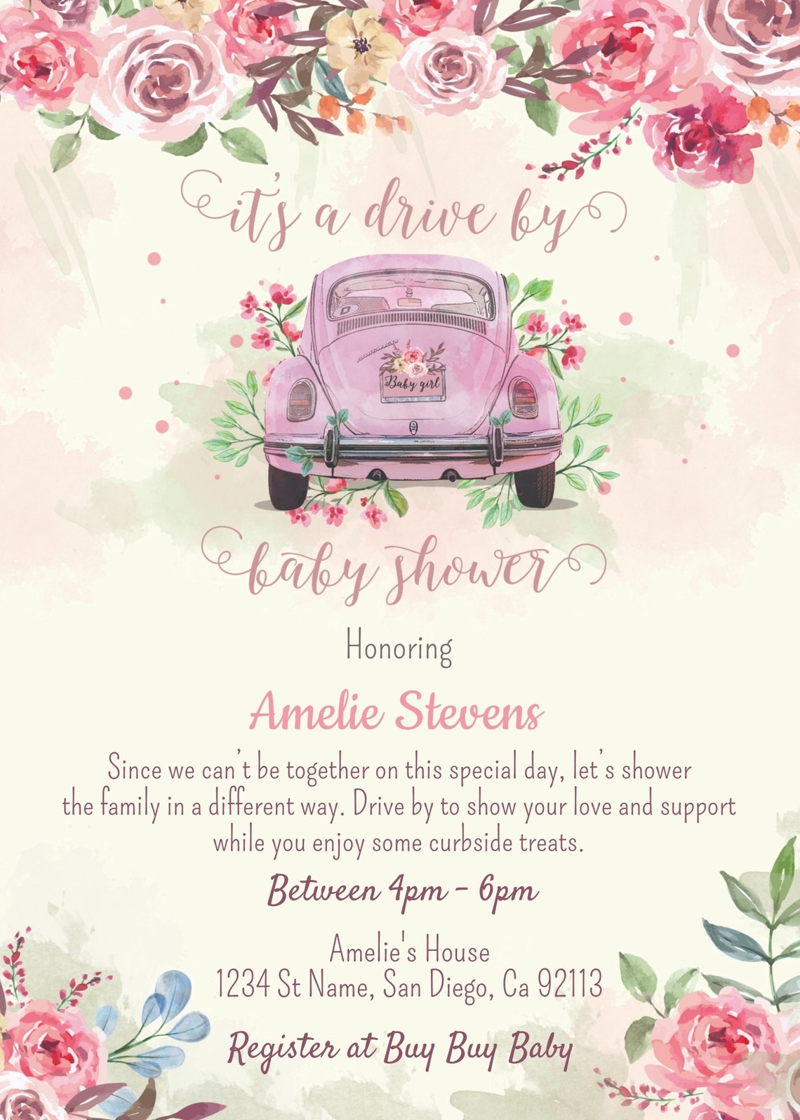 Driveby Baby Shower Drive Thru Baby Shower Girl Baby Shower Etsy