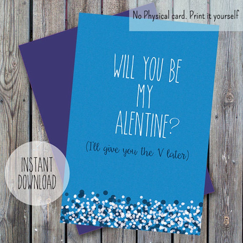Funny valentine Card print, give you the V card, valentine's day printable card, Digital card, Card For him /her, Print your card, DIGITAL image 1