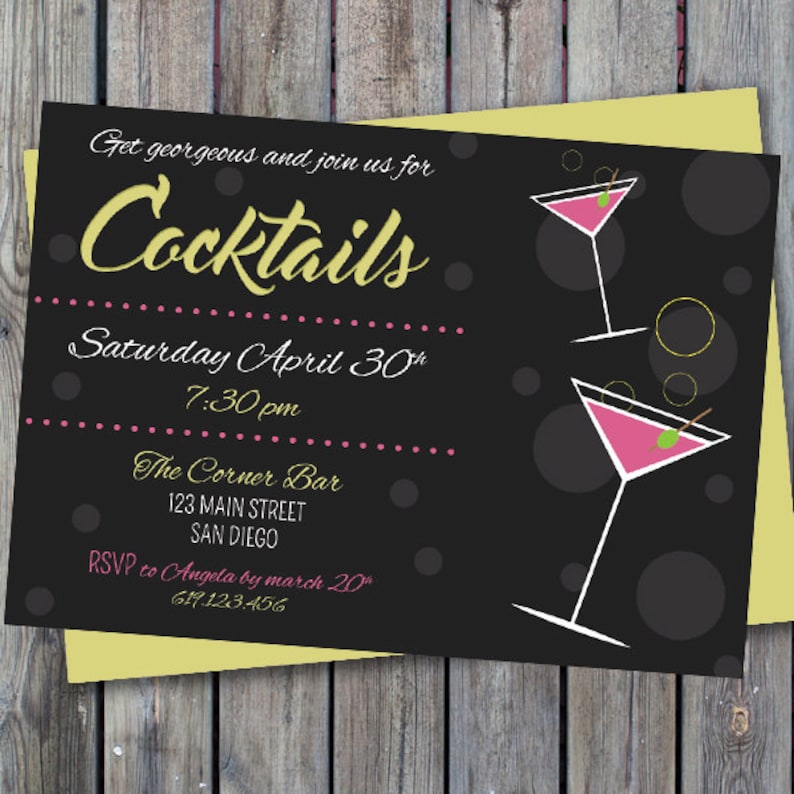 Cocktail Party Invitation Printable Party Invitation Girls - Etsy