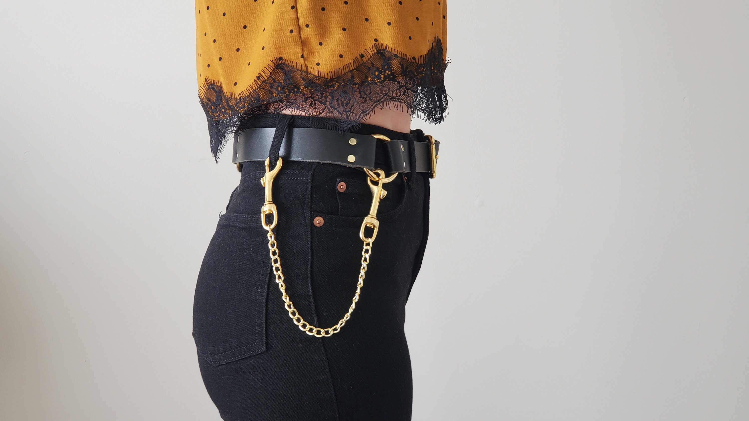 Chain and leather belt new arrivals