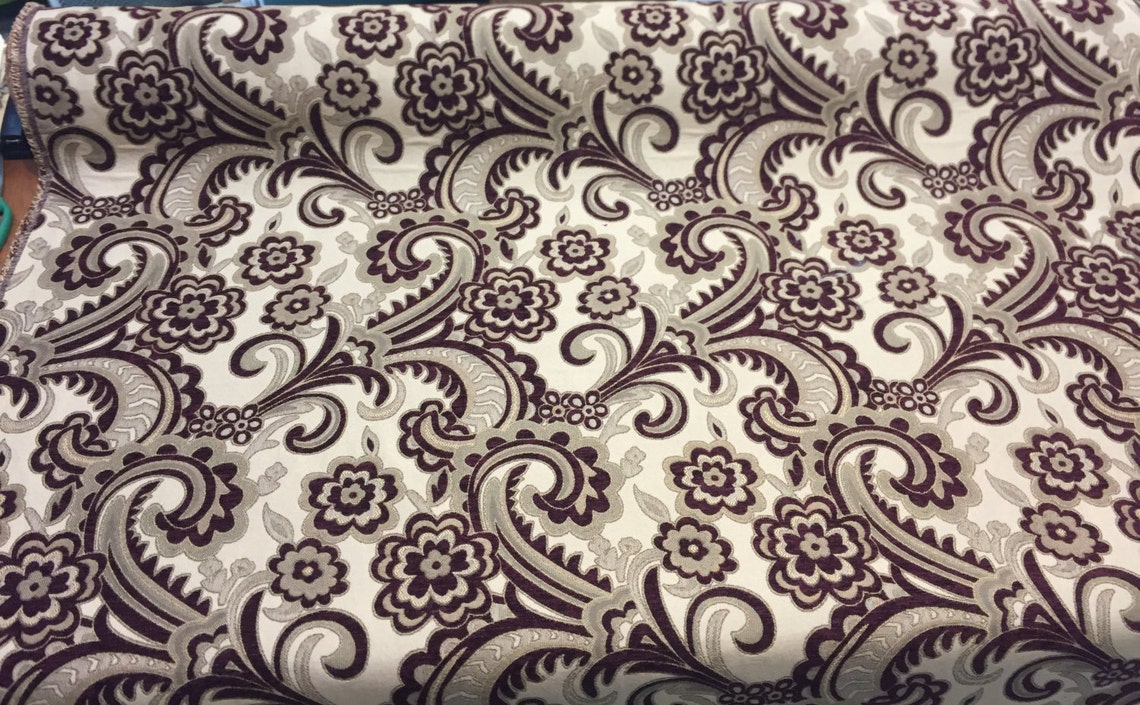 Moderna Wine Fabric Beautifull Chenille Upholstery 56" With Matching ...