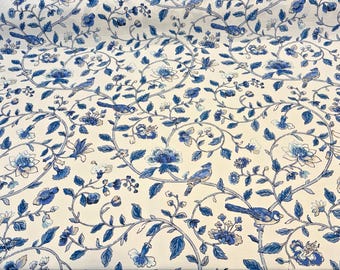 Tessuto per tappezzeria Waverly Summer Isles Sky Blue Floral Bird tagliato su misura