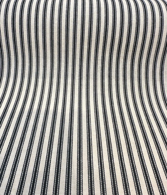 Waverly Timeless Ticking Black Striped Cotton Fabric By The Yard