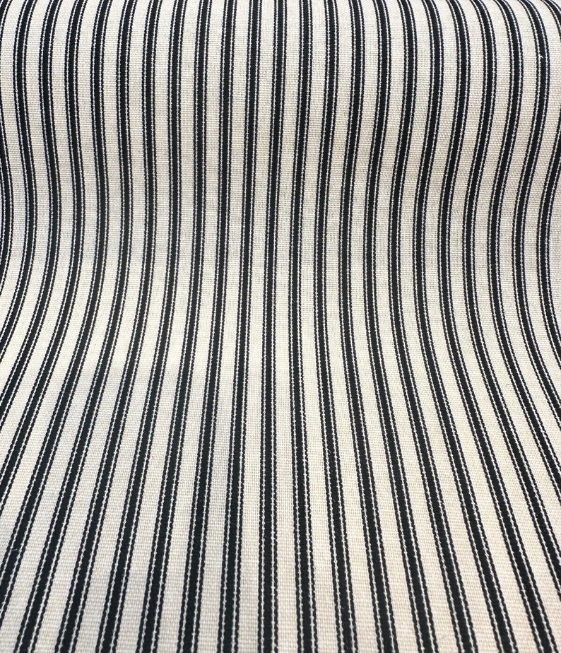 Waverly Timeless Ticking Black Striped Cotton Fabric By The Yard image 1