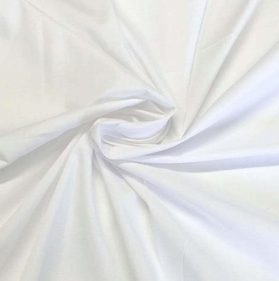Solid Poly Cotton White Fabric By The Yard 60'' Inch Soft Broadcloth
