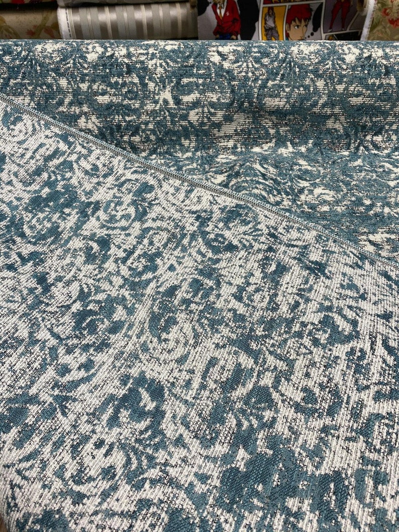 Mill Creek Beecher Aqua Teal Chenille Upholstery Fabric By The Yard