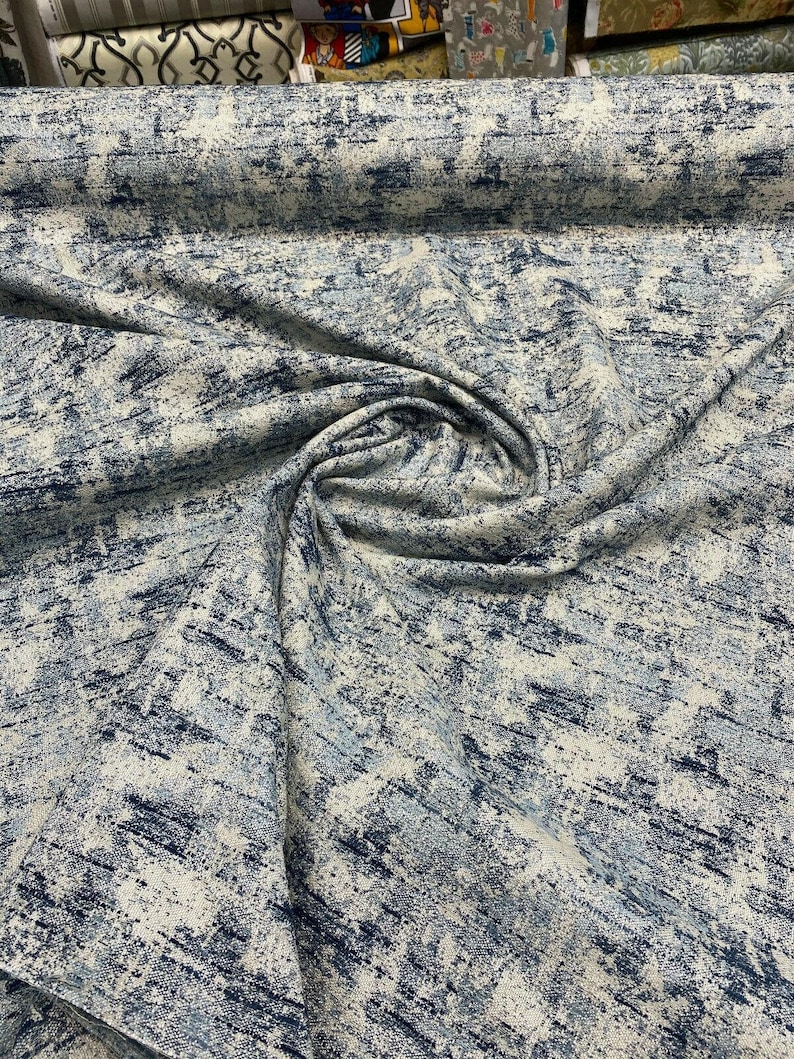Swavelle Chenille Front Row Sea Blue Upholstery Fabric By The Yard