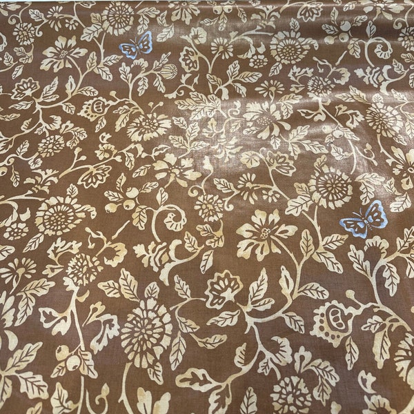 Schumacher Vintage Chintz Tsurukusa Bronze Floral Butterfly Fabric By The Yard