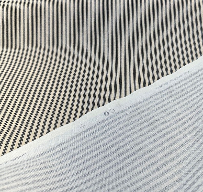 Waverly Timeless Ticking Black Striped Cotton Fabric By The Yard image 3