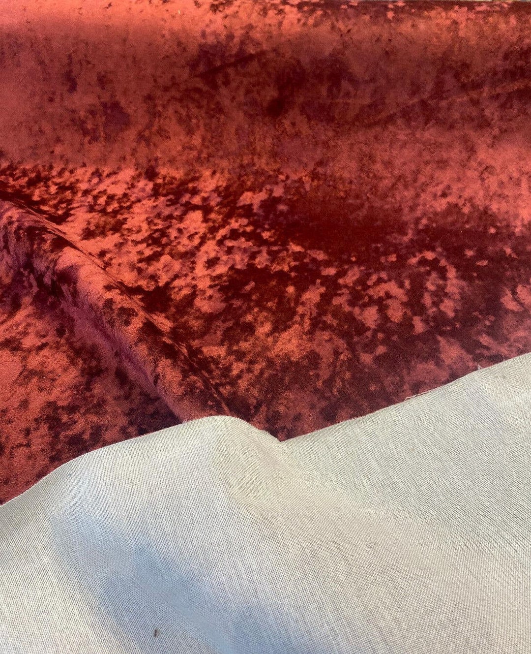 Velvet Lush Upholstery Tawny Maroon Fabric by the Yard Etsy