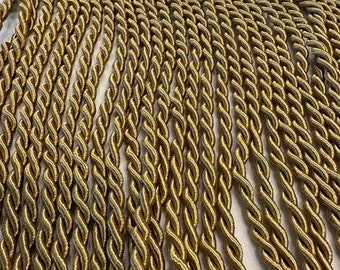 DÉCOPRO 5cm (2) Basic Trim Collection Thin Bullion Fringe Trim BFT2, Antique Gold # C4 (Dark Yellow Gold) 4.5m (5 yards/15 ft