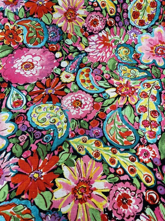 Waverly Black Floral Sweet Summer & Licorice Fabric By The Etsy