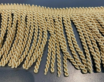 Bullion Fringe 4'' Light Gold Trim By The Yard