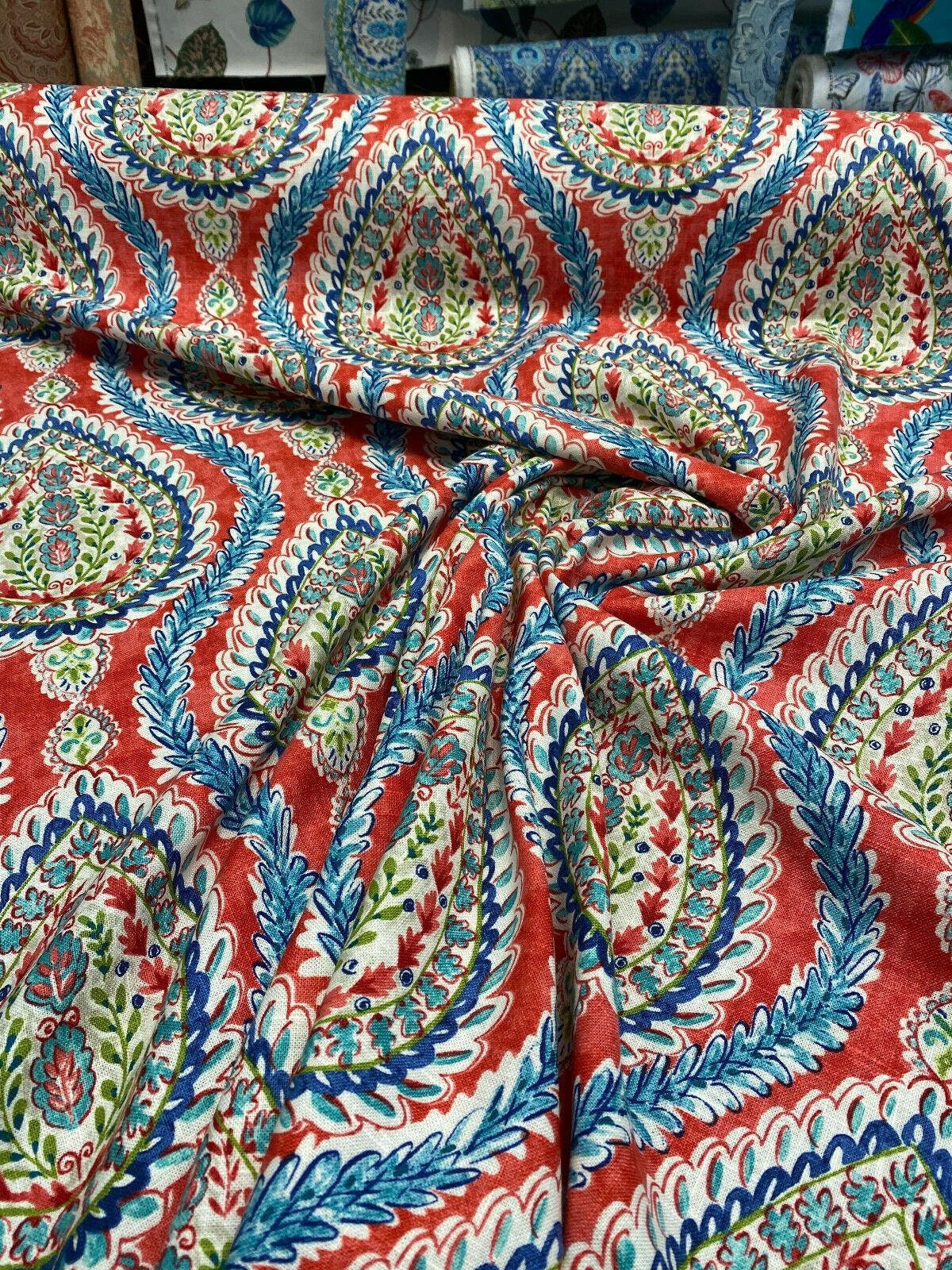 Waverly Dena Home Coconut Row Fiesta Red Blue Fabric by the | Etsy