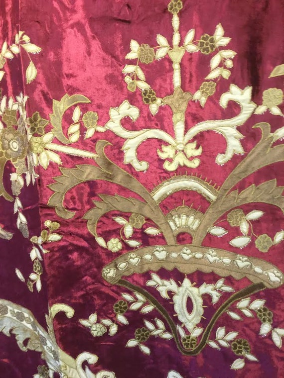 Italian Bellesa Embroidered Velvet Fabric Drapes Panel Etsy