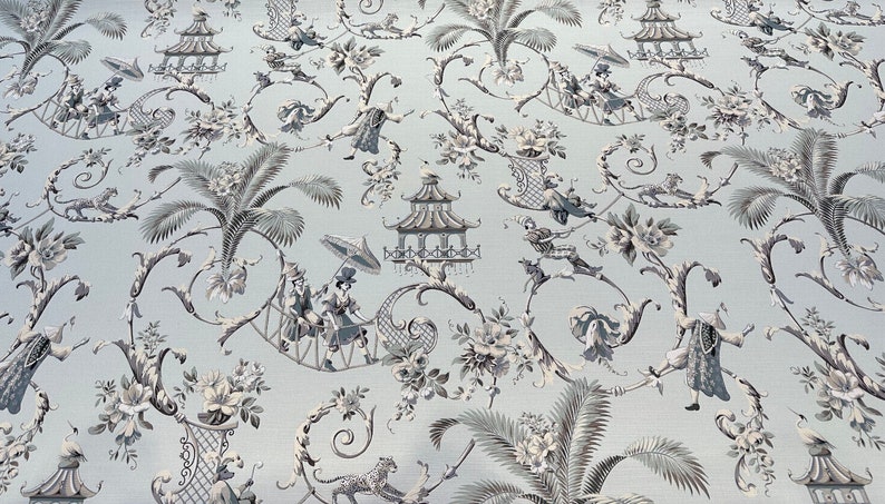 Waverly Mandarin Prose Moonstone Drapery Upholstery Fabric By The Yard image 1