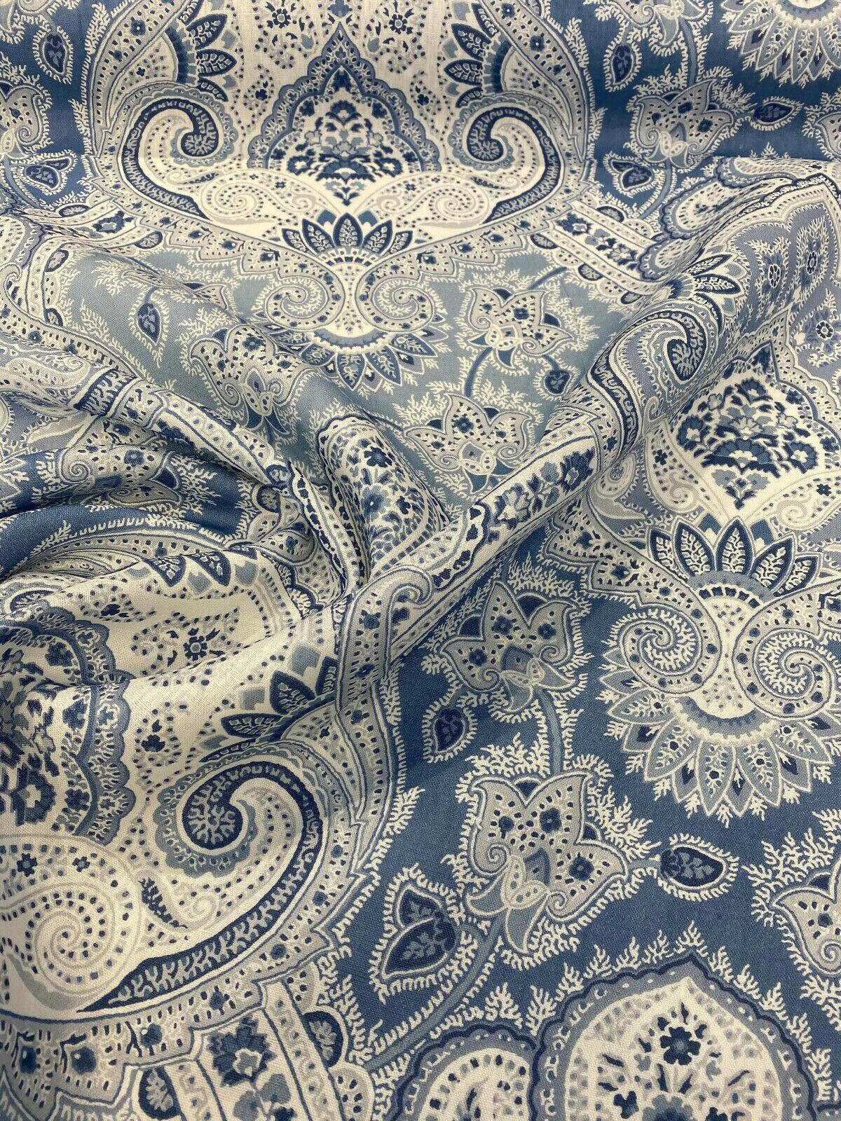Kravet Echo Cyprus Blue White Damask Drapery Upholstery ...