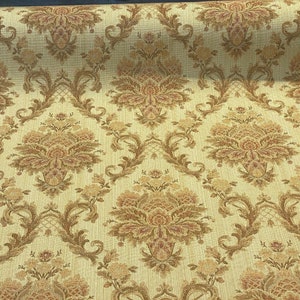 Vintage Damask Gild Gold Jacquard Brocade Fabric By The Yard