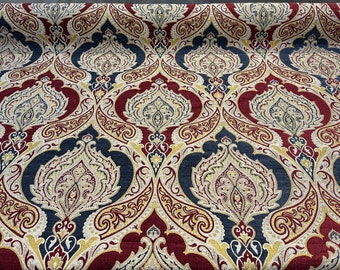 Casablanca Ruby Damask Chenille Upholstery Fabric By The Yard