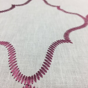 Eliza Embroidered Raspberry Off-white Mid-weight Polyester Cotton ...