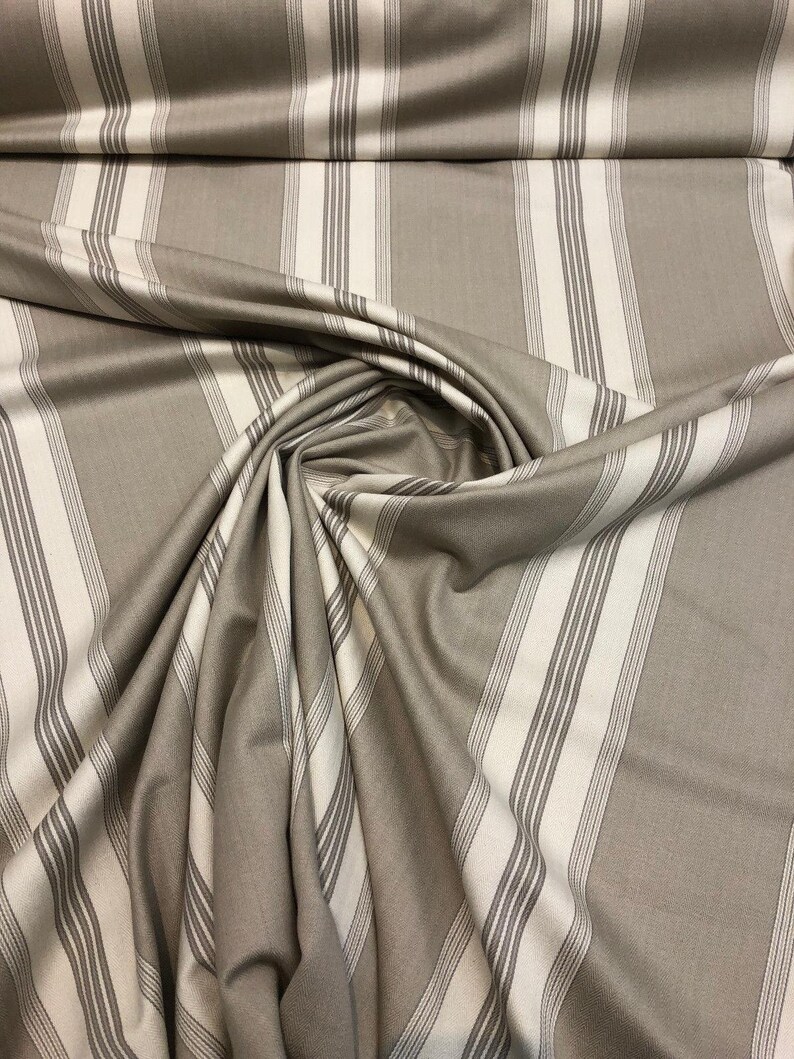 Stonewall Putty French Stripes Cotton Fabric By The Yard Etsy