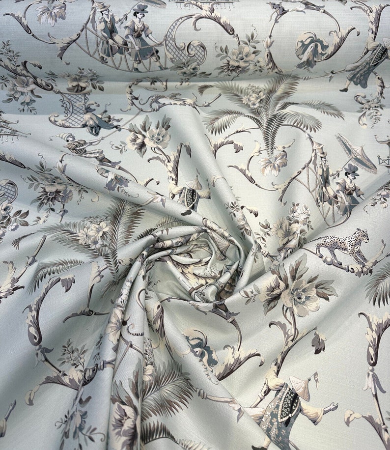Waverly Mandarin Prose Moonstone Drapery Upholstery Fabric By The Yard image 2
